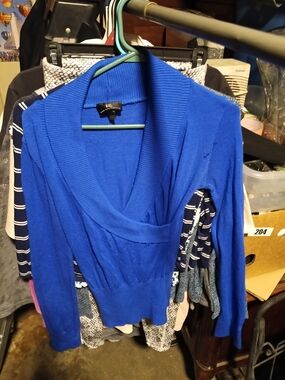 IC COLLECTION Royal Blue Shawl-Collar Women's Sweater